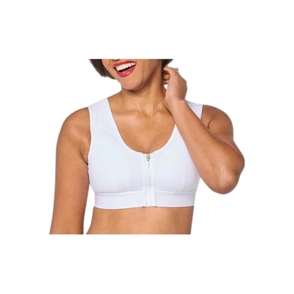 Copper Life by Tommie Copper Women's AirKnit Support Bra w/ Zipper Wht - Regular